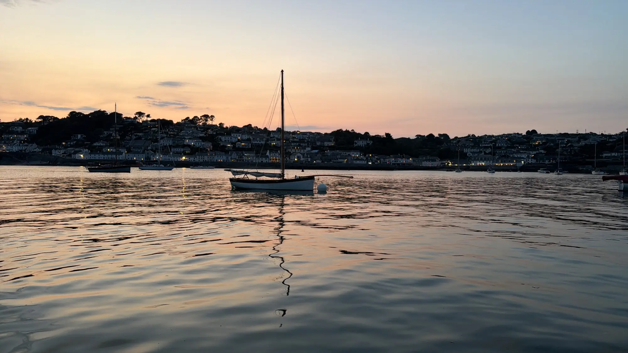 A quiet harbour at sunset